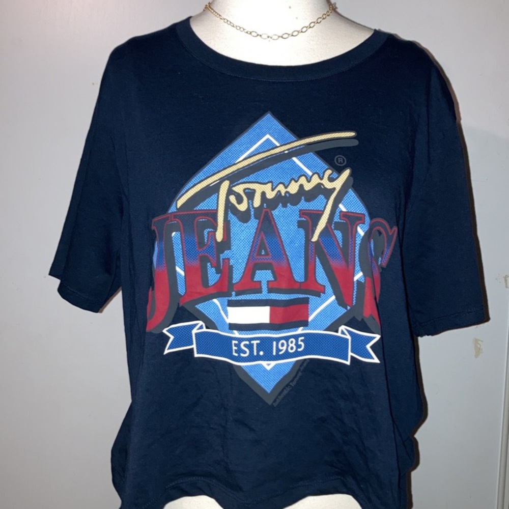 Tiny jean oversized crop top